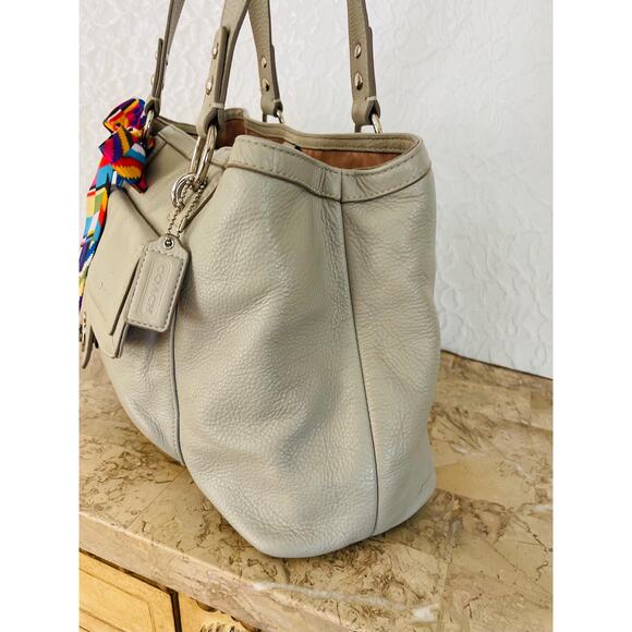 Coach penelope light gray pebble Leather Satchel BAG PURSE shoulder bag F19044 - Picture 5 of 10